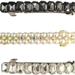 deepti chandna designs Shining Rhinestones & Pearls Embellished Metal Back Clips/Hair Barrettes/Ponytail Clips/Hair Accessories for Women & Girls-picture-30