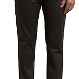 parx Men's Solid Pattern Low Rise Tapered Fit Cotton Blend Flat Front Casual Trouser-picture-37