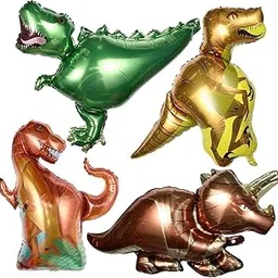 Pop The Party Dinosaur Theme Foil Balloons Decoration Pack Of 4 Pcs Large Dino Animals Foil Balloon Combo Set Party Decoration, Multi (Large)-image-38