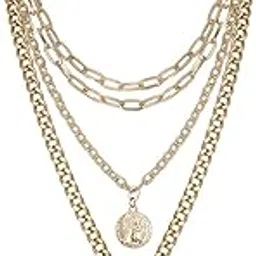 aaishwarya Golden Coin Pendant Layered Chain Necklace with Retro Carve Statue Alloy for Men.| Valentine gift for Husband, Boyfriend | Gift for Men-picture-29