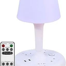 Multi Functional Conversion Socket Desk Lamp| USB Plug in Small Table Lamp with Phone Holder| Extension Outlet Ports Mob Chargers| Creative Desktop USB Socket Eye Protection Desk Lamp-image-23