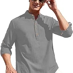 vimasuti Men Pure Cotton Slim Fit Full Sleeve Short Kurta | Super Soft Stylish Kurta for Any Occasions. (KBTNBTN31)-picture-18