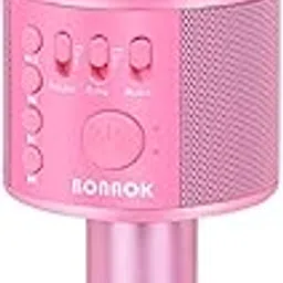 BONAOK Wireless Bluetooth Karaoke Microphone,3-in-1 Portable Handheld Karaoke Mic Speaker Machine Home Party Birthday for All Smartphones PC(Q37 Pink)-picture-31