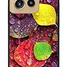 NDCOM for Motorola Moto Edge 50 NEO Back Cover Colourful Leaves Printed Metal Case-picture-33