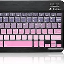 Bluetooth Keyboard and Mouse Combo Rechargeable Portable Wireless Keyboard Mouse Set for Apple iPad iPhone iOS 13 and Above Samsung Tablet Phone Smartphone Android Windows (Gradient Black Pink)-image-71