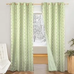 Amazon Brand - Solimo Polyester Knitting Foil Grommet Door Opaque Curtains (Pack of 2, 7 Feet, Green)-picture-16