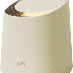 Gsycle Mini Trash Can, Desktop Trash Can Countertop Trash Bin Wastebasket with Press Type Lid for Bathroom Bedroom Living Room(Beige)-picture-28