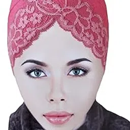 tcp theclothespeople Womenâ'S Premium,Lace Jersey Under Scarf,Bonette Innercap,Headscarves,Hijab-Pink, Female-picture-52