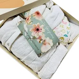Momzjoy Animal Bathrobe Baby Welcome Gift Box I100% Organic I Newborn Essentials for Baby Boy I Girl I 0-3 Months I Pack of 2 I Multi-Color-picture-31