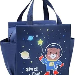 CoolKraft Lunch Box Bag for School Kids, Girls, Boys, Animal 3D Design Bag, Organize Store Hot & Cold Insulated Portable Tiffin Bag 23 x 19 x 10 cm (Tedspace Blue Big)-image-20