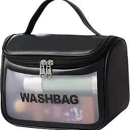Right Products PVC Waterproof Makeup Cosmetic Bag Toiletry Storage Wash Bag | Travel Organizer for Bath Accessories & Grooming Kit (Black)-picture-55