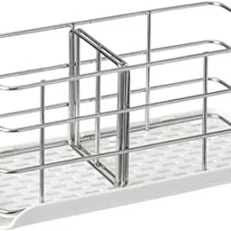 Merishopp Stainless Steel Kitchen Storage Rack Soap Dispenser Dish Brush Holder White-image-46