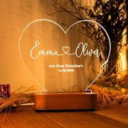 3D Illusion Personalized LED Heart Lamp for Couples Marriage Anniversary| Customized Anniversary Love Couple Gifts Valentine Day Special Wedding Gift for Wife, Husband, Parents, Friend.-image-24