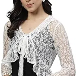 Women White lace Shrug-image-11