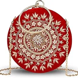 mybwo Bridal Embroidered Clutch for Women | Ethnic Wedding Purse for Saree, Lehenga & Gown-picture-50