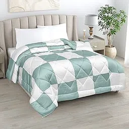 LINENWALAS Cotton Bamboo Duvet, Microfiber-Warm Cotton Bamboo Patch Duvet, Winter Comforter and Blanket, Heavy Blanket, Quilt Special for Winters (White and Aqua, Single 60x 90 inch)-picture-22