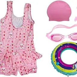 spocco | Swimming Kit for Girls (Age 6-8 Years) with 1 Swimming Sleeveless Frock with 1 Anti Fog Swimming Goggles, Swimming Cap, 1 Nose Clip, 2 Ear Plugs, 1 Swimming Ring (Tube) for Girls | SC72-picture-12