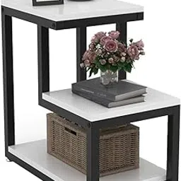 Tribesigns Particle Board Modern, 3-Tier Chair Side Table Night Stand End Tables with Storage Shelf for Living Room, Bedroom, Entryway (White)-picture-43