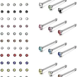 FASHIONS Multicolor piercing hoop nose pin ring studs with pierced tiny rings naak ki bali for women -60 PCS-image-72