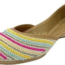 eshoe ethnic Juttis for Women Wedding Punjabi Jutti for Women's Ethnic Handmade Flats Mojari Juti Multicolor-picture-15