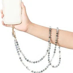Marble Beaded Phone Lanyard, Crossbody Chain Strap with Gold Clasp, 120cm Length, Universal Mobile Holder, Multi-Color Crystal Beads for Phone Cases, Bags-picture-30