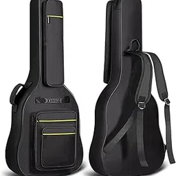 GLOW WINGS 44 Inch Guitar Bag Multi-pockets for Jumbo and Dreadnought Yellow Line Guitar Case 0.47in Thick Padding Water Resistent Dual Adjustable Shoulder Strap Gig Bag with Back Hanger Loop CY0284-image-70