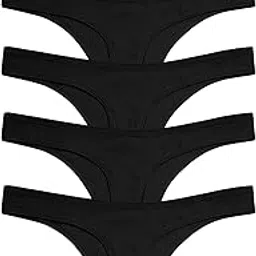 vadik Women's Cotton Bikini Style Underwear, Thong Panties Sexy G-String Lingerie Panties Briefs- Pack of 5 (in, Alpha, XL, Regular, Black)-picture-48