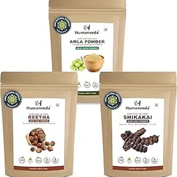Humanveda Natural Amla, Reetha, Shikakai Powder | Each 100g (Pack of 3) | for Hair Growth & Hair Mask | Herbal Hair Care | Combo Pack-picture-49
