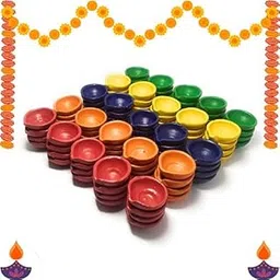 Clay Diya Decorative Diyas for Diwali Festival - 50 Colourful, Home Decor-picture-29