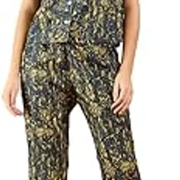 modeve Women Shirt Pant Navy Abstract Print Co-Ord Set-picture-31