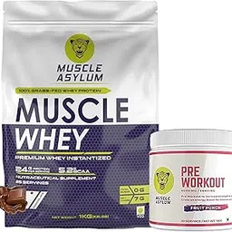 Muscle Asylum Premium Whey Protein & Preworkout Combo|25 Servings, 1kg & 30 Servings, 180g|Double Chocolate|Fruit Punch Pre|With Genuine Lab Reports|Muscle Building & Recovery|Enhanced Muscle Strength & Power-picture-19