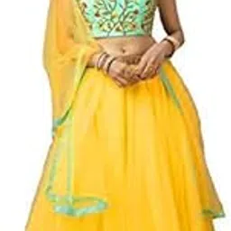 nena fashion Women's Silk Lehenga Choli (Diva Yellow Free Size)-picture-34