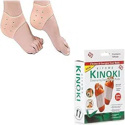 NETCLUB Cleansing Detox Foot Pads (Set of 10) & Heel Anti Crack Silicon Socks (Free Size) Combo Set-image-48