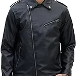 snitch Men's Faux Leather Standard Length Zipper Jacket-picture-45