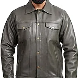 finehide Leather Jacket For Man, Slim Fit Biker Jacket for Men with Zip Closure and Side Pockets, Stylish Winter Wear Casual Outerwear for Men (Olive, FHJKT035_S)-picture-39