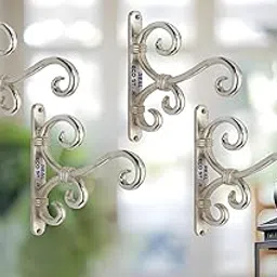 REAL ECO STAR (RES) Metal Wall Hook Hanging Plant Bracket | Decorative Straight Plant Hanger for Pots Bird Feeders Planters, Lanterns, Cotton Wind Chimes Indoor and Outdoor Hanger (Pzck of 4, CP 23)-picture-21