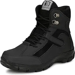 eego italy Genuine Leather Light Weight Men's Steel Toe Safety Boots with Anti Skid Sole Black-picture-11