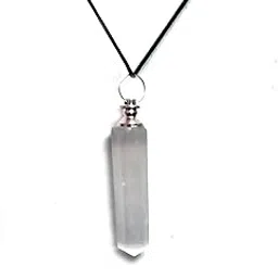 astroghar Natural White Selenite Crystal Faceted pendant For men And Women-picture-48