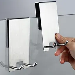 Taozun Over The Door Hooks for Shower - Towel Hanger and Squeegee Hooks for Bathroom Frameless Glass, Stainless Steel 2 Packs-picture-13