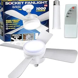 Original Cool LED Socket Fan Light – Ceiling Fan Replacement, 1000 Lumens/5000K, Remote Controlled (Remote Battery Not Included)-picture-15