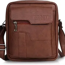 gold sky Stylish PU Synthetic Leather Men's Sling Bag Cross Body Travel Office messenger-picture-28