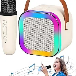 Rechargeable Karaoke Mic with Speaker for Singing Wireless Mini Portable Bluetooth Speaker with Microphone & LED Lights Cute Birthday Gift for Kids Musical Toys for Boys, Girls and Adults-image-98