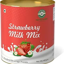 The Tea Planet Strawberry Milk Thick Milkshake Mix Powder - 400gm image 1