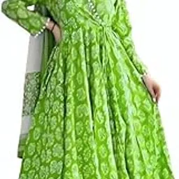 Premium Anarkali Suit With Pant Dupatta Cotton Malmal-image-0