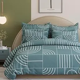 Furnistitchs Premium Cotton Feel Super King Size Bedsheets with 2 Pillow Covers 108"x108" / 9x9 Feet || Bedsheet for Double Bed (King Size 108"x108", Green Mountain), 250 TC-picture-14