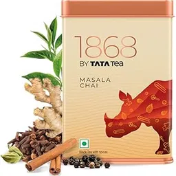 1868 by TATA Tea Masala Chai, Blend of Assam Black Tea, Cinnamon, Black Pepper, Cardamom, Ginger, Clove, Spicy, Malty, Aromatic, Whole Loose Leaf, From House of TATA (30 Cups/100g)-image-34