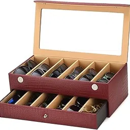 essacci faux Leather Men Women Sunglasses Organize for Travel 12 Slot Travel Sunglasses Case Roll Organizer Classic in Maroon-picture-31