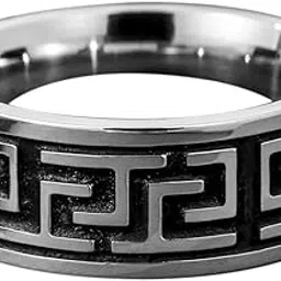 Jewellery Silver Stainless Steel Engraved Band Ring For Men & Boys (RSSK11_AMR3)-image-21