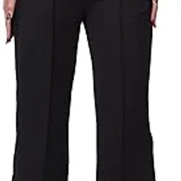 natris Womens Straight Fit Trousers with Front Zip and Button Closure Office Wear Pants-picture-35