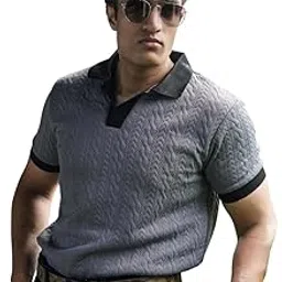 pandasoft Men’s Textured Polo T-Shirt, Short Sleeve, Soft Poly Blend, Classic Collar, Regular Fit, Casual Wear-picture-47